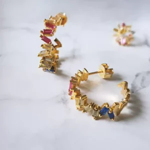 Creole ICE CUBE, Multi Colour Zirkonia, 18 K Rosegold vergoldet-LEAF Sale