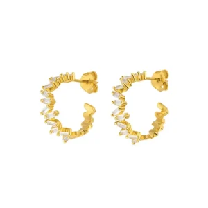 Creole ICE CUBE, Zirkonia, 18 K Gelbgold vergoldet-LEAF Sale