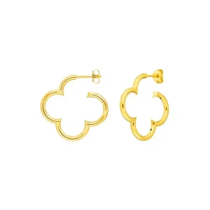 Creole Kleeblatt, 25mm, 18 K Gelbgold vergoldet-LEAF Discount