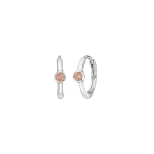 Creole One Gem, Rosenquarz, 925 Sterlingsilber-LEAF Outlet