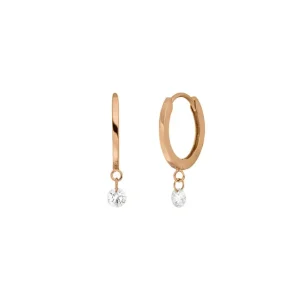 Creole PURE mit Diamanten, 18 Karat Rosegold-LEAF Hot