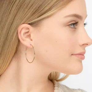 Creole Rund L, 40mm, 14 Karat Rosegold-LEAF Discount