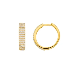 Creole Shiny mit Zirkonia, 18 K Gelbgold vergoldet-LEAF Fashion