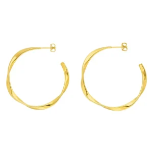 Creole Twist, 40mm, 18 K Gelbgold vergoldet-LEAF Best