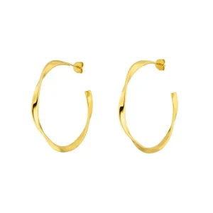 Creole Twist, 40mm, 18 K Gelbgold vergoldet-LEAF Best