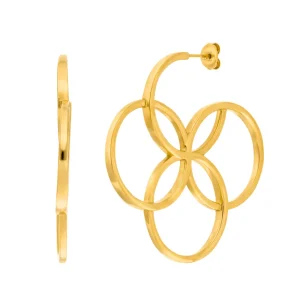 Creolen Clover Charm, groß, 18 K Gelbgold vergoldet-LEAF New