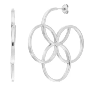 Creolen Clover Charm, groß, 925 Sterlingsilber-LEAF Outlet