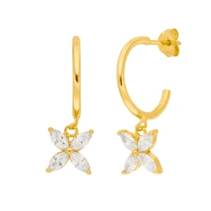 Creolen Flower, 18 K Gelbgold vergoldet-LEAF Best