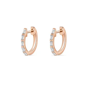 Creolen mit Baguette Diamanten, 14 Karat-LEAF Best