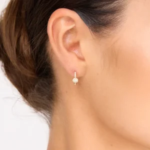 Creolen Pave II, 14 Karat-LEAF New