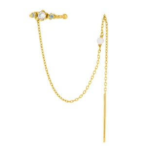 Earcandy, Mondstein/Blauer Topaz, 18 K Gelbgold vergoldet-LEAF Clearance