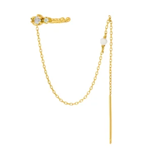 Earcandy, Mondstein/Blauer Topaz, 18 K Gelbgold vergoldet-LEAF Clearance