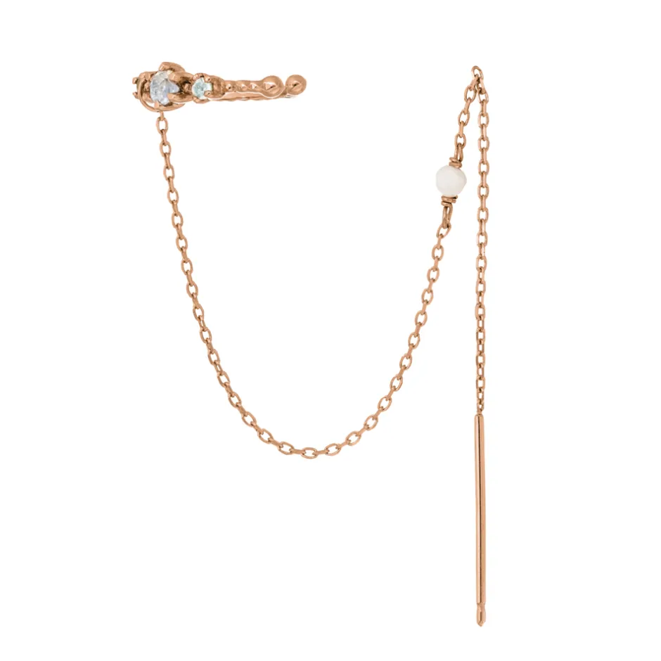 earcandy_mondsteinblauer__1-2.webp Earcandy, Mondstein/Blauer Topaz, 18 K Rosegold vergoldet-LEAF Clearance