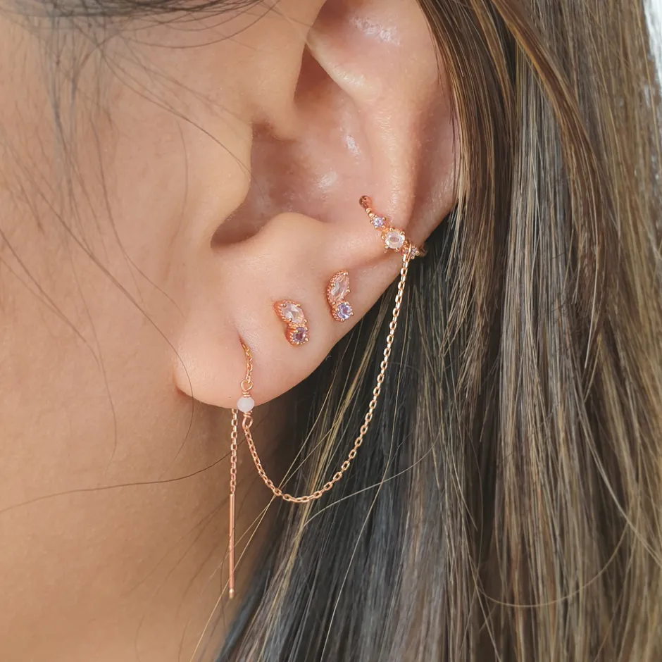 earcandy_mondsteinblauer__2-2.webp Earcandy, Mondstein/Blauer Topaz, 18 K Rosegold vergoldet-LEAF Clearance