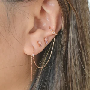 Earcandy, Rosenquarz/Amethyst, 18 K Rosegold vergoldet-LEAF Outlet