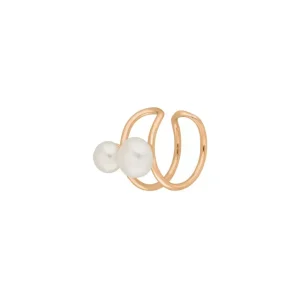 Earcuff 2 Pearls, 18 K Rosegold vergoldet-LEAF New