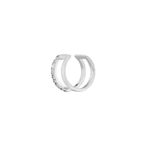 Earcuff Double Line, Zirkonia, 925 Sterling Silber-LEAF Online