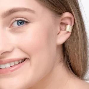 Earcuff Matt, 10mm, 18 K Rosegold vergoldet-LEAF New