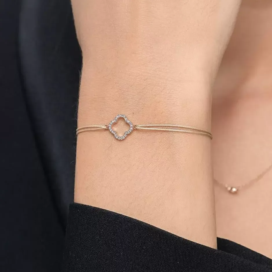freundschaftsarmband_klee_1-2.webp Freundschaftsarmband Kleeblatt mit Diamanten, 18 Karat Rosegold-LEAF Sale