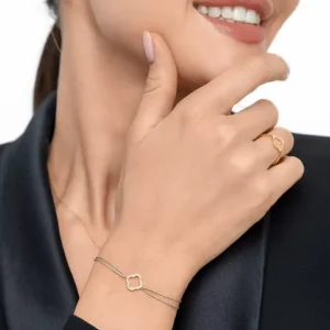 Freundschaftsarmband Kleeblatt mit Diamanten, 18 Karat Gelbgold-LEAF Discount
