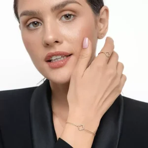 Freundschaftsarmband Kleeblatt mit Diamanten, 18 Karat Rosegold-LEAF Sale