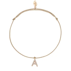 Freundschaftsarmband mit Letter Charm, 14 Karat Rosegold mit Diamanten-LEAF Online