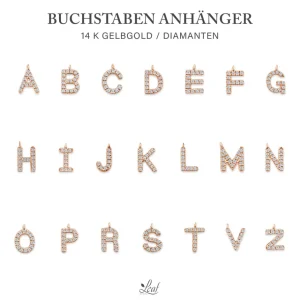 Freundschaftsarmband mit Letter Charm, 14 Karat Rosegold mit Diamanten-LEAF Online