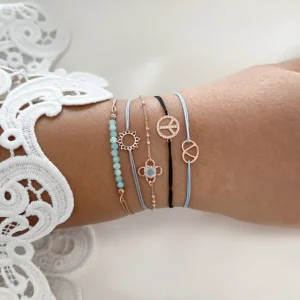 Glücksarmband PEACE mit Zirkonia, 18 K Rosegold vegoldet,-LEAF Online