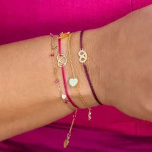 Glücksbändchen "Brezn" mit Zirkonia, 18 K Gelbgold vergoldet,-LEAF Fashion