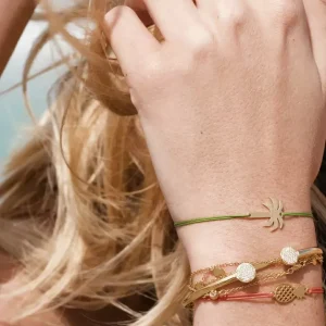 Glücksbändchen Palme, Rosegold vergoldet-LEAF Discount