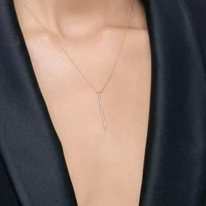 Halskette Bar Diamanten, 18 Karat Gelbgold-LEAF Online