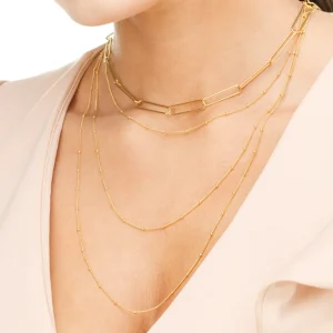 Halskette BIG SQUARE, 18 Karat Rosegold-LEAF Best