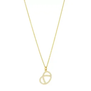 Halskette Brezn mit Zirkonia, 18 Karat Gelbgold vergoldet-LEAF Online