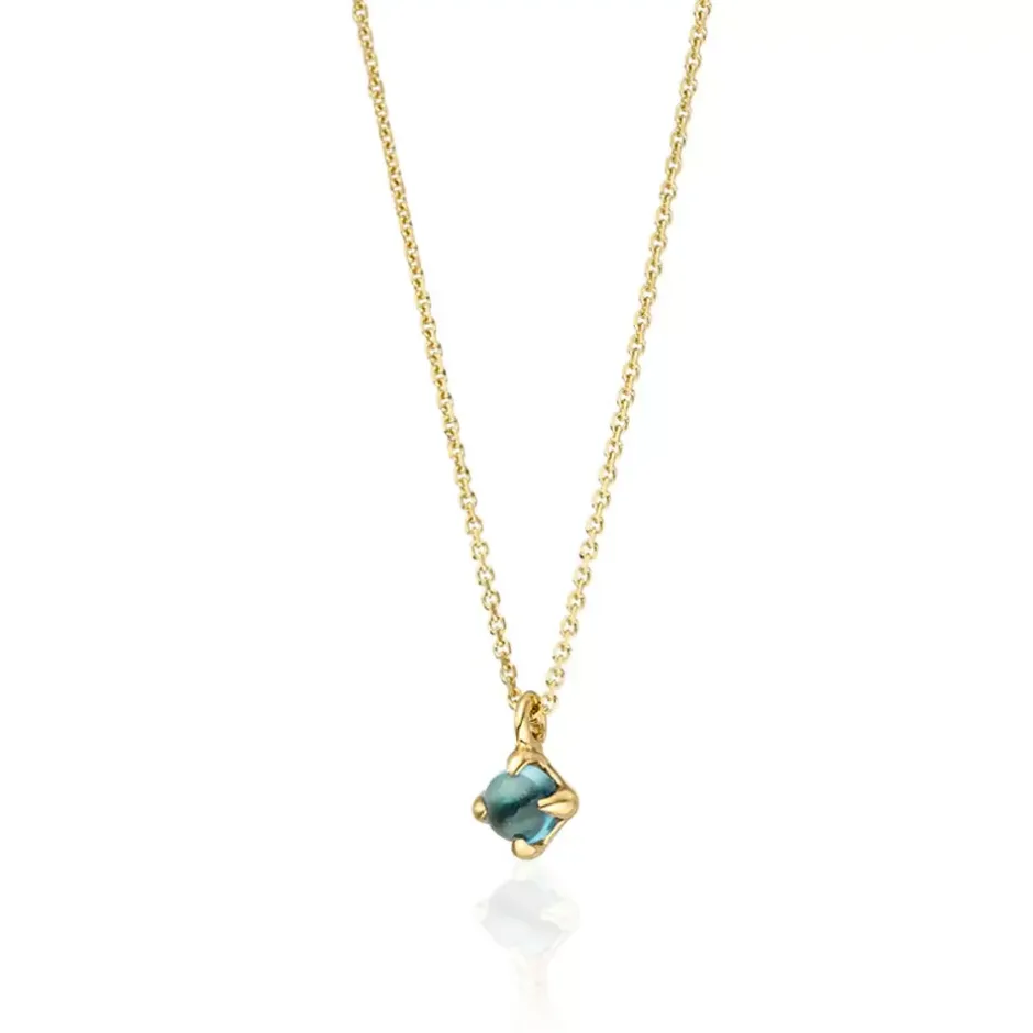 halskette_cabochon_blauer_1.webp Halskette Cabochon, Blauer Topas, 14 Karat Gelbgold-LEAF Online