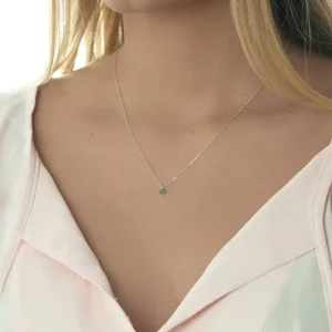 Halskette Cabochon, Blauer Topas, 14 Karat Gelbgold-LEAF Online