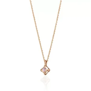 Halskette Cabochon, Mondstein, 14 Karat Rosegold-LEAF Hot