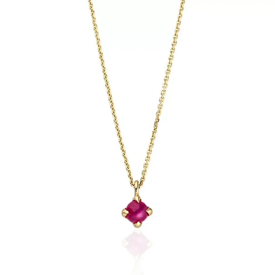 halskette_cabochon_rubin__0.webp Halskette Cabochon, Rubin, 14 Karat Gelbgold-LEAF Fashion