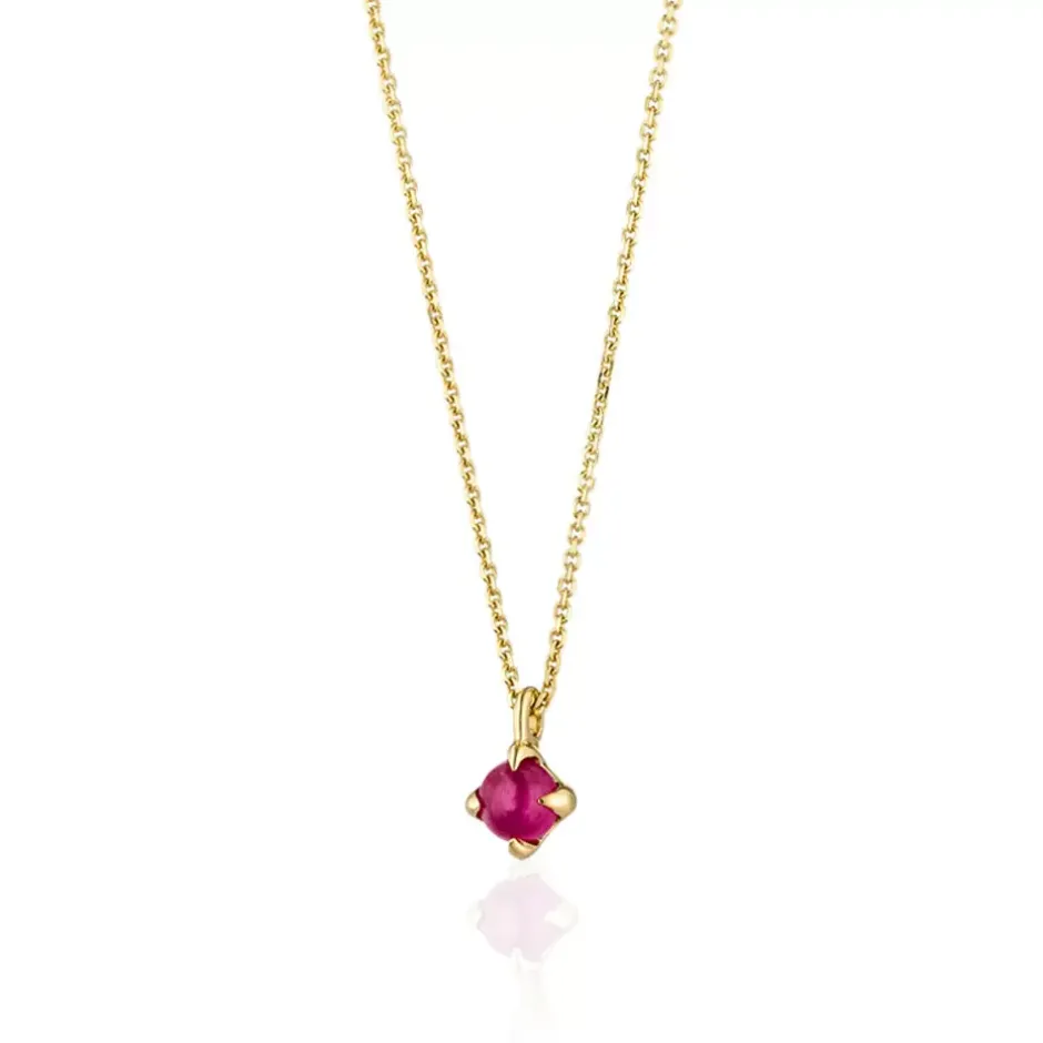 halskette_cabochon_rubin__1.webp Halskette Cabochon, Rubin, 14 Karat Gelbgold-LEAF Fashion