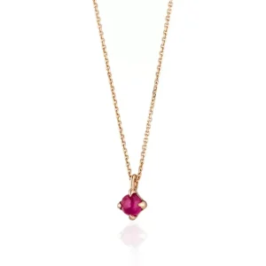 Halskette Cabochon, Rubin, 14 Karat Rosegold-LEAF Online
