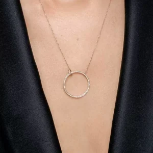 Halskette Circle Groß mit Diamanten, 18 Karat Rosegold-LEAF Sale
