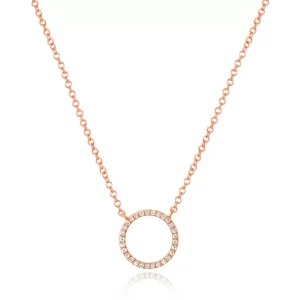 Halskette Circle mit Diamanten, 18 Karat Rosegold-LEAF Fashion
