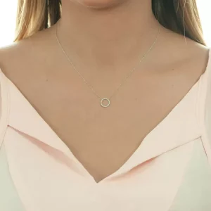 Halskette Circle mit Diamanten, 18 Karat Weißgold-LEAF Fashion