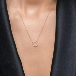 Halskette Circle mit Diamanten, 18 Karat Rosegold-LEAF Fashion