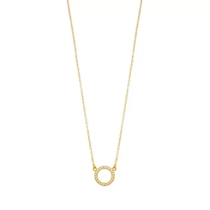 Halskette Circle mit Zirkonia, 18 Karat Gelbgold vergoldet-LEAF Outlet