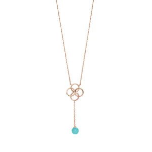 Halskette Clover Charm, Aqua Chalzedon, 18 Karat Rosegold vergoldet-LEAF New