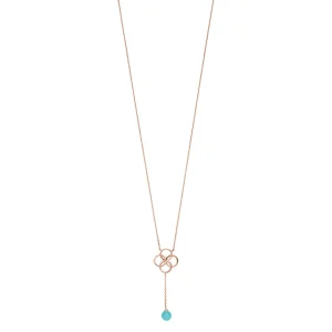 Halskette Clover Charm, Aqua Chalzedon, 18 Karat Rosegold vergoldet-LEAF New