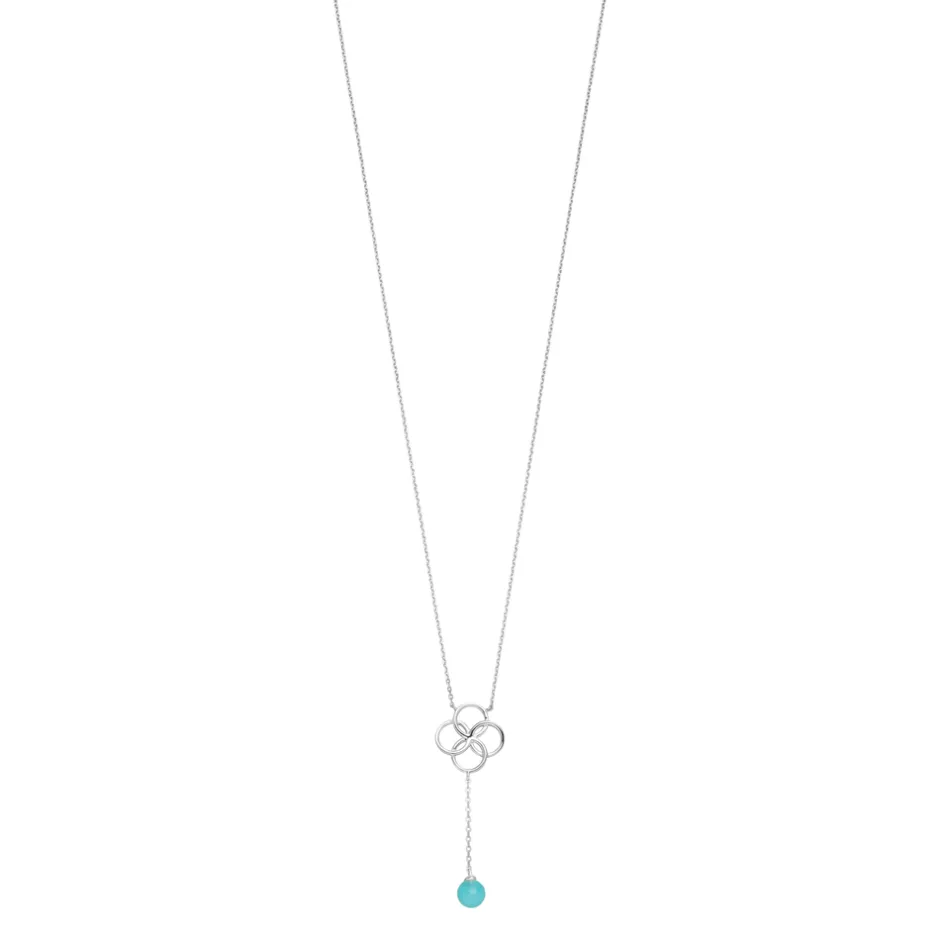 halskette_clover_charm_aq_1.webp Halskette Clover Charm, Aqua Chalzedon, 925 Sterlingsilber-LEAF Online