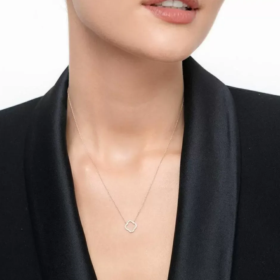 halskette_clover_mit_diam_1-2.webp Halskette Clover mit Diamanten, 18 Karat Rosegold-LEAF New