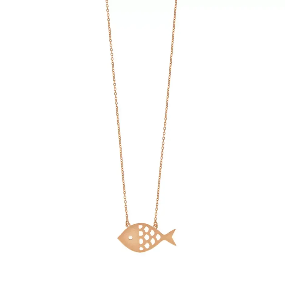 halskette_fisch_mit_zirko_0.webp Halskette Fisch mit Zirkoniastein, 18 Karat Rosegold vergoldet-LEAF Fashion