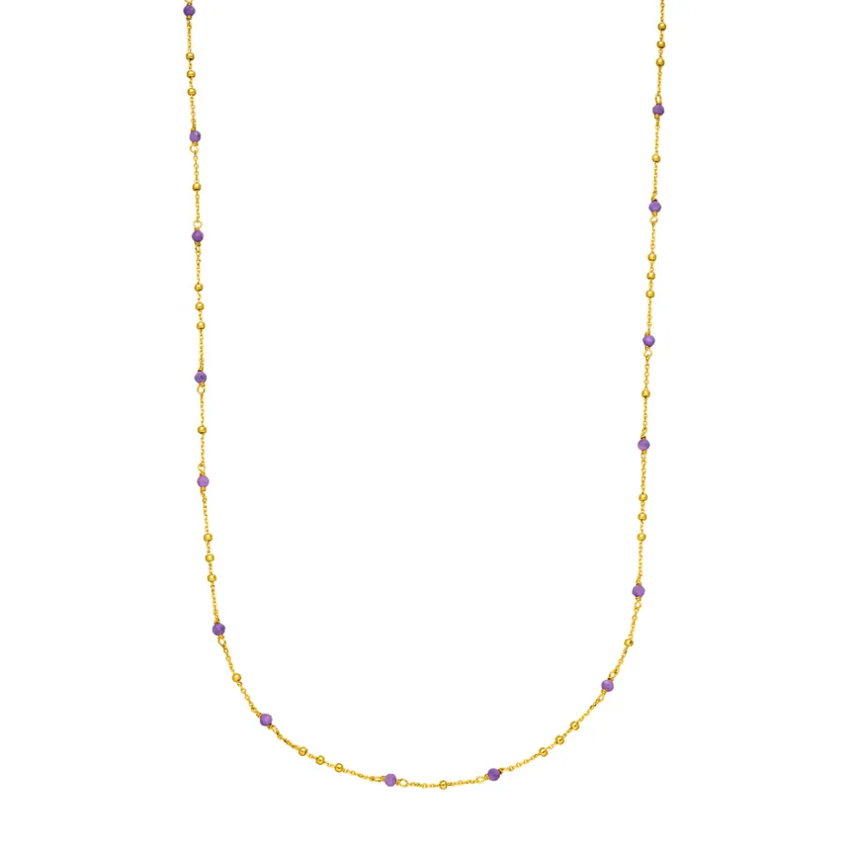 halskette_flying_gems_ame_0-1.webp Halskette Flying Gems, Amethyst, 90cm, 18 Karat Gelbgold vergoldet-LEAF Hot